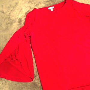 Bright red blouse w/bell sleeves